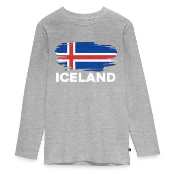 Island - Teenager Premium Bio Langarmshirt - Grau meliert - Vorne