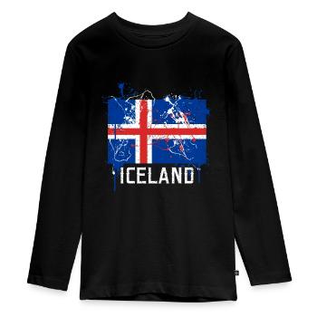 Islande - T-shirt manches longues Premium Ado - noir - Devant - AI Model Kid Female (0cm)