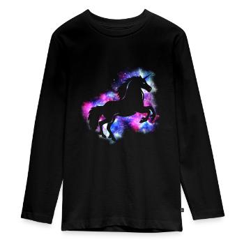 Einhorn - Teenager Premium Bio Langarmshirt - Schwarz - Vorne - AI Model Kid Female (0cm)