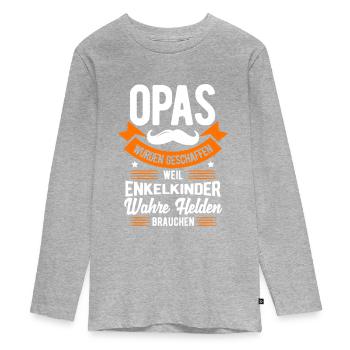 Opa - Teenager Premium Bio Langarmshirt - Grau meliert - Vorne