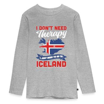 Island - Teenager Premium Bio Langarmshirt - Grau meliert - Vorne