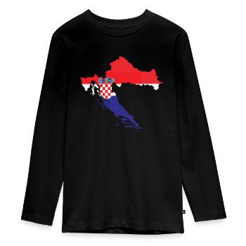Kroatien - Teenager Premium Bio Langarmshirt - Schwarz - Vorne - AI Model Kid Female (0cm)