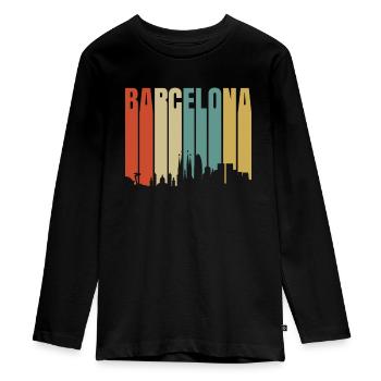 Barcelona - Teenager Premium Bio Langarmshirt - Schwarz - Vorne - AI Model Kid Female (0cm)