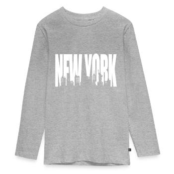 New York - Teenager Premium Bio Langarmshirt - Grau meliert - Vorne