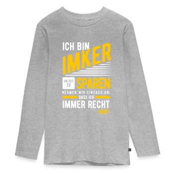 Imker - Teenager Premium Bio Langarmshirt - Grau meliert - Vorne