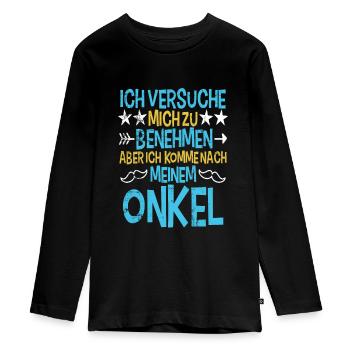 Onkel - Teenager Premium Bio Langarmshirt - Schwarz - Vorne - AI Model Kid Female (0cm)