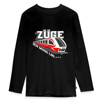 Zug Züge Modeleisenbahn Eisenbahn Geschenk - Teenager Premium Bio Langarmshirt - Schwarz - Vorne - AI Model Kid Female (0cm)