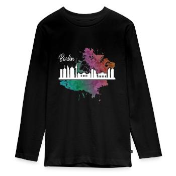 Berlin - Teenager Premium Bio Langarmshirt - Schwarz - Vorne - AI Model Kid Female (0cm)