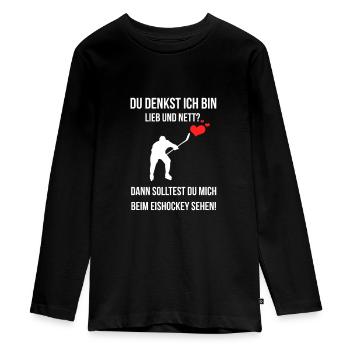 Eishockey - Teenager Premium Bio Langarmshirt - Schwarz - Vorne - AI Model Kid Female (0cm)