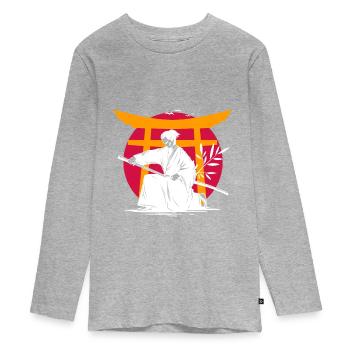 Japan - Teenager Premium Bio Langarmshirt - Grau meliert - Vorne