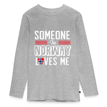 Norwegen - Teenager Premium Bio Langarmshirt - Grau meliert - Vorne