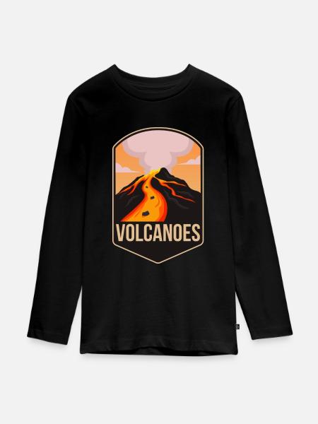 Vulkan - Teenager Premium Bio Langarmshirt - Schwarz