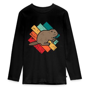 Biber - T-shirt manches longues Premium Ado - noir - Devant - AI Model Kid Female (0cm)