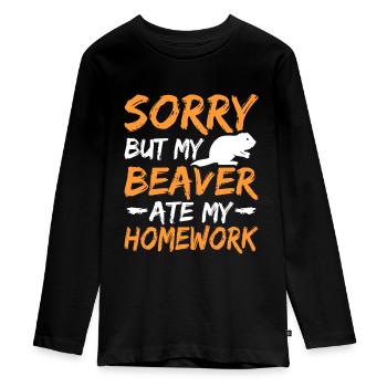 Biber - T-shirt manches longues Premium Ado - noir - Devant - AI Model Kid Female (0cm)