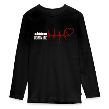 Dortmund - Teenager Premium Bio Langarmshirt - Schwarz - Vorne - AI Model Kid Female (0cm)
