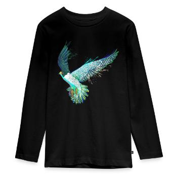 Fliegender Vogel Bunter Wanderfalke - Teenager Premium Bio Langarmshirt - Schwarz - Vorne - AI Model Kid Female (0cm)