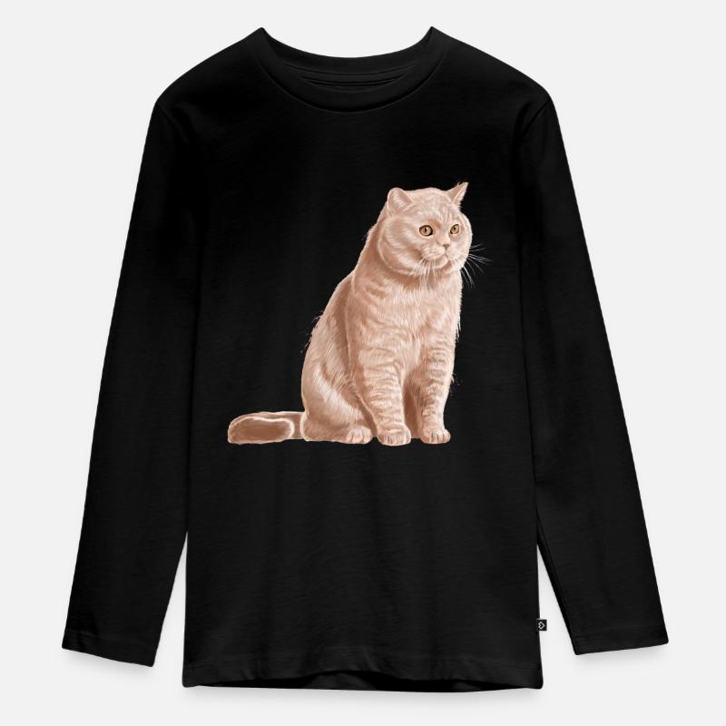 Cremefarbene Britisch Kurzhaar Katze - Teenager Premium Bio Langarmshirt - Schwarz