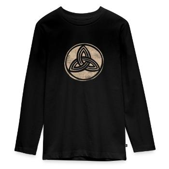 Celts Celtic knot Celtic symbol - Teenager Premium Organic Long Sleeve Shirt - black - Front - AI Model Kid Female (0cm)