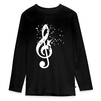 Clef chemise de trompette joueur de trompette - T-shirt manches longues Premium Ado - noir - Devant - AI Model Kid Female (0cm)