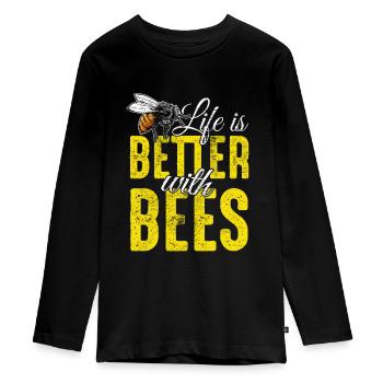 Biene - Teenager Premium Bio Langarmshirt - Schwarz - Vorne - AI Model Kid Female (0cm)