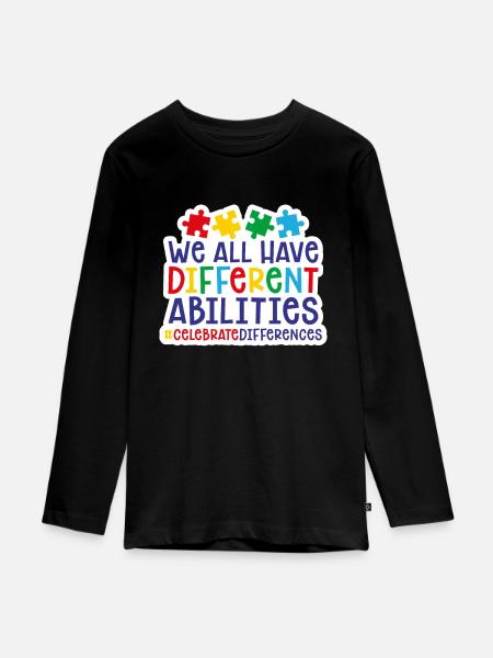 Autism - Teenager Premium Bio Langarmshirt - Schwarz