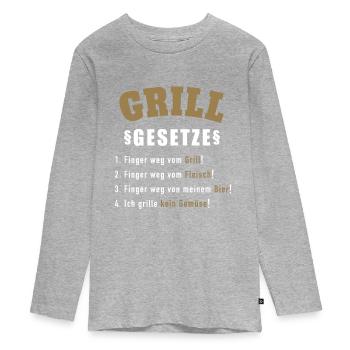 Barbecue Set Barbecue Gift Shirt - Teenager Premium Organic Long Sleeve Shirt - heather grey - Front