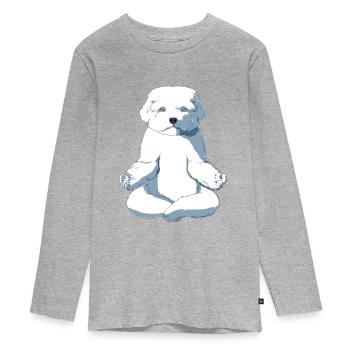 Chien maltais - T-shirt manches longues Premium Ado - gris chiné - Devant