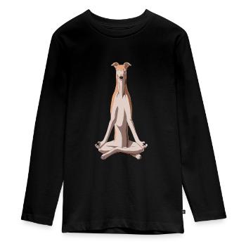 Chien méditant Greyhound - T-shirt manches longues Premium Ado - noir - Devant - AI Model Kid Female (0cm)