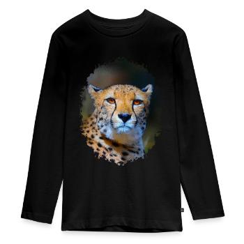 Guépard - T-shirt manches longues Premium Ado - noir - Devant - AI Model Kid Female (0cm)