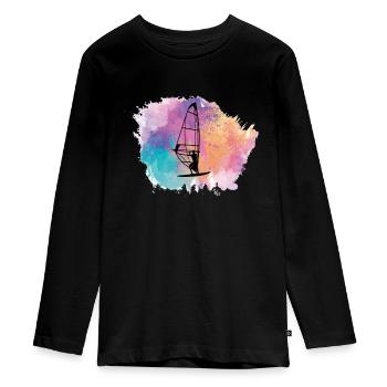 Windsurfen Windsurfer - Teenager Premium Bio Langarmshirt - Schwarz - Vorne - AI Model Kid Female (0cm)