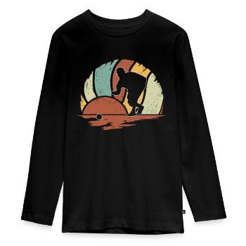 Boule petanque boccia - Teenager Premium Organic Long Sleeve Shirt - black - Front - AI Model Kid Female (0cm)