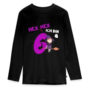 HEX-HEX Ich bin 6 - Mädchen 6. Geburtstag - - Teenager Premium Bio Langarmshirt - Schwarz - Vorne - AI Model Kid Female (0cm)