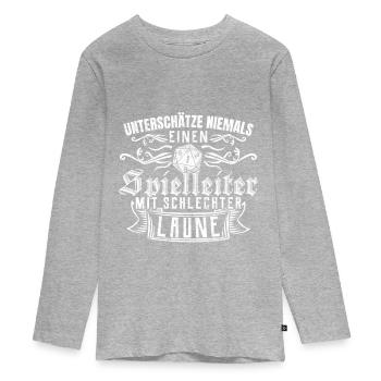 Pen and Paper W20 Spielleiter Geschenk - Teenager Premium Bio Langarmshirt - Grau meliert - Vorne