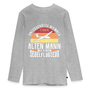 Cadeau de planeur de planeur - T-shirt manches longues Premium Ado - gris chiné - Devant
