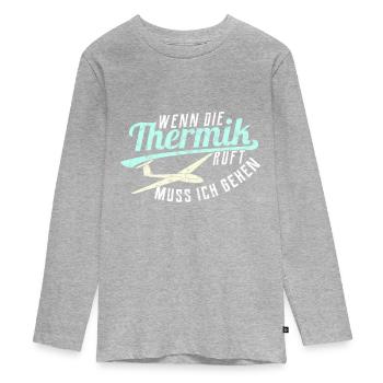 Glider glider glider gift - Teenager Premium Organic Long Sleeve Shirt - heather grey - Front