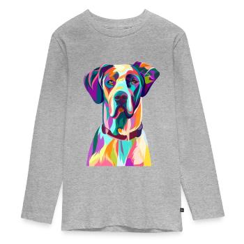 Chien dogge allemand - T-shirt manches longues Premium Ado - gris chiné - Devant