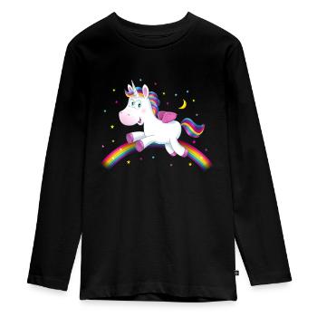 Cadeau arc-en-ciel Licorne - T-shirt manches longues Premium Ado - noir - Devant - AI Model Kid Female (0cm)