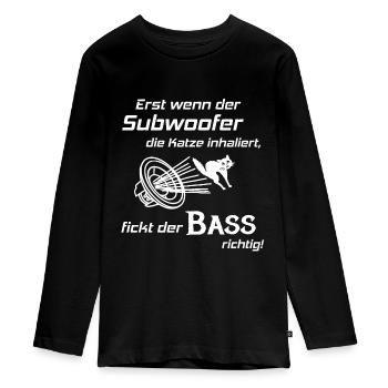 Voiture Hifi - Subwoofer Cat, Hifi Shirt Bass Lover - T-shirt manches longues Premium Ado - noir - Devant - AI Model Kid Female (0cm)