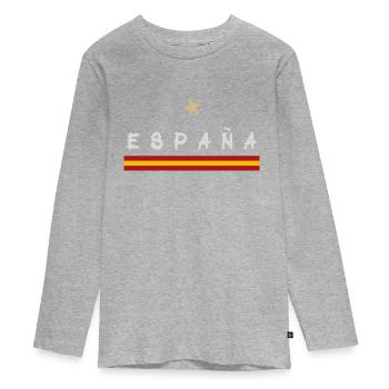 Maillot de football Espagne Drapeau espagnol - T-shirt manches longues Premium Ado - gris chiné - Devant