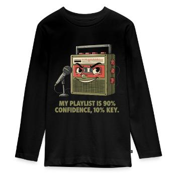 90% self-confidence, 10% tonality - Teenager Premium Organic Long Sleeve Shirt - black - Front - AI Model Kid Female (0cm)