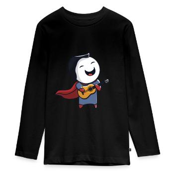 Superhero avec guitare - T-shirt manches longues Premium Ado - noir - Devant - AI Model Kid Female (0cm)