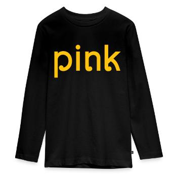 pink in yellow stroop effect - Teenager Premium Organic Long Sleeve Shirt - black - Front - AI Model Kid Female (0cm)