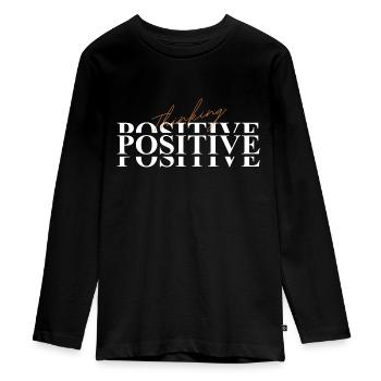 Positive thinking - Teenager Premium Organic Long Sleeve Shirt - black - Front - AI Model Kid Female (0cm)