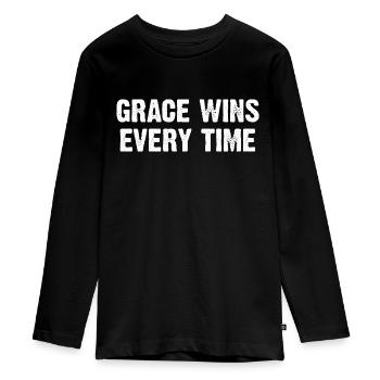 La grâce gagne à chaque fois - T-shirt manches longues Premium Ado - noir - Devant - AI Model Kid Female (0cm)