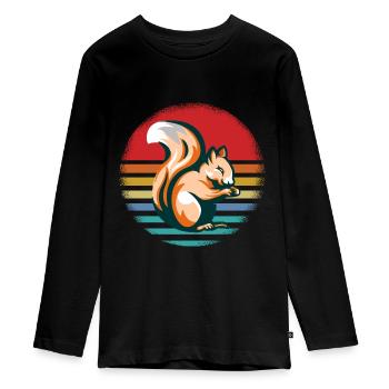 Écureuils - T-shirt manches longues Premium Ado - noir - Devant - AI Model Kid Female (0cm)