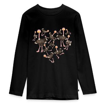 Herz Vogelstrauß Strauß - Teenager Premium Bio Langarmshirt - Schwarz - Vorne - AI Model Kid Female (0cm)