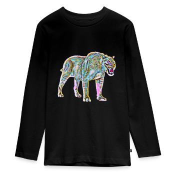 Säbelzahntiger - Teenager Premium Bio Langarmshirt - Schwarz - Vorne - AI Model Kid Female (0cm)