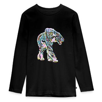 Säbelzahntiger - Teenager Premium Bio Langarmshirt - Schwarz - Vorne - AI Model Kid Female (0cm)