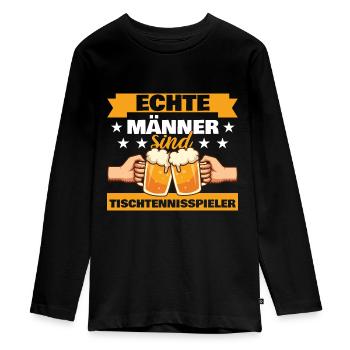Echte Männer sind Tischtennisspieler - Teenager Premium Bio Langarmshirt - Schwarz - Vorne - AI Model Kid Female (0cm)