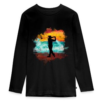 Golf - T-shirt manches longues Premium Ado - noir - Devant - AI Model Kid Female (0cm)